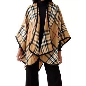 V. FRAAS Tan and Black Plaid Women's Cape